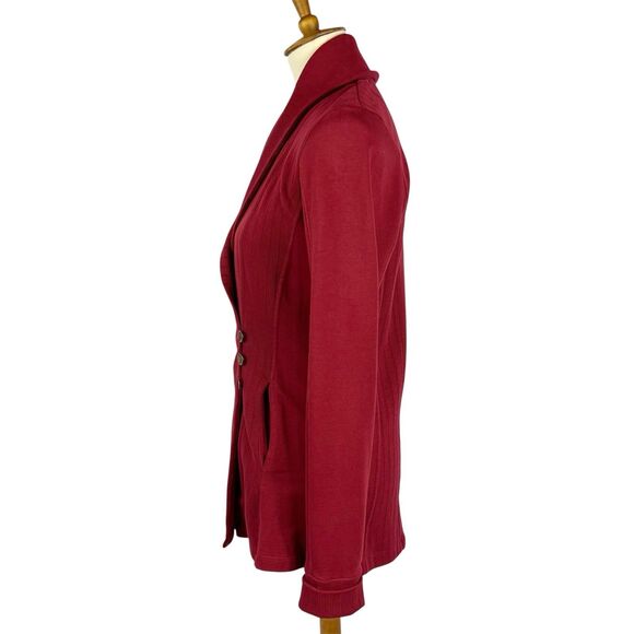 Lucky Brand Softest Knitwear Maroon Wrap Cardigan Jacket Lucky Lotus Line Medium - Picture 3 of 10